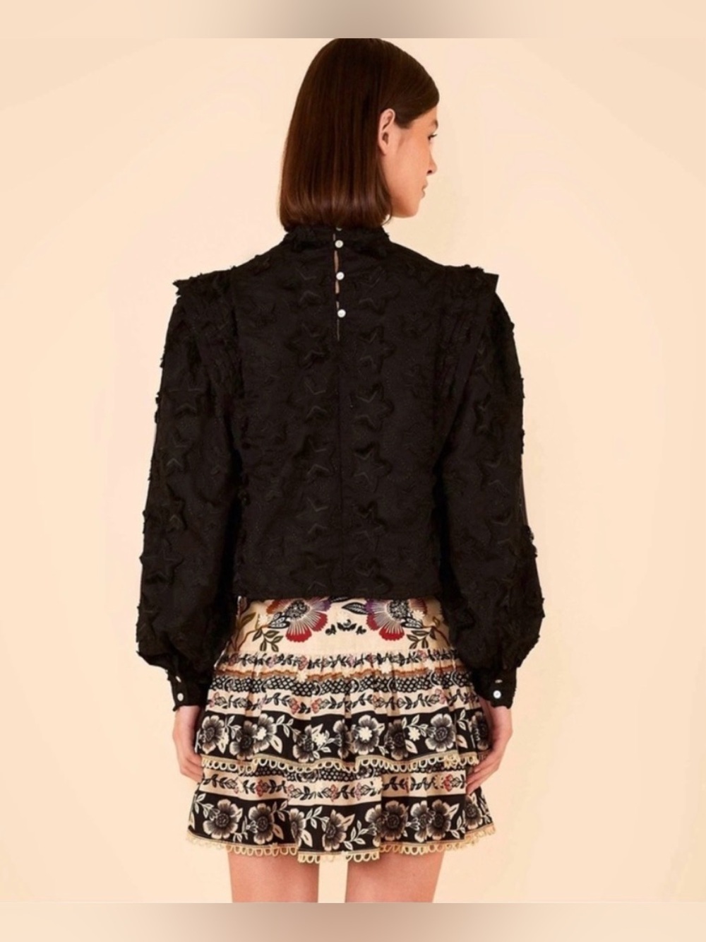 Farm Rio Black 3D Star Blouse - Picture 2 of 10